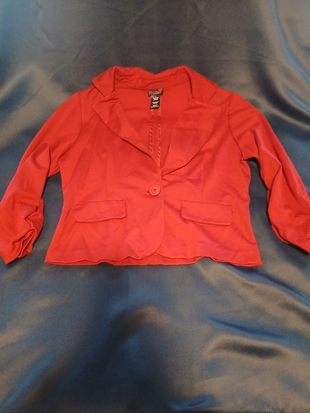 Red Single-Button Women's Blazer Jacket